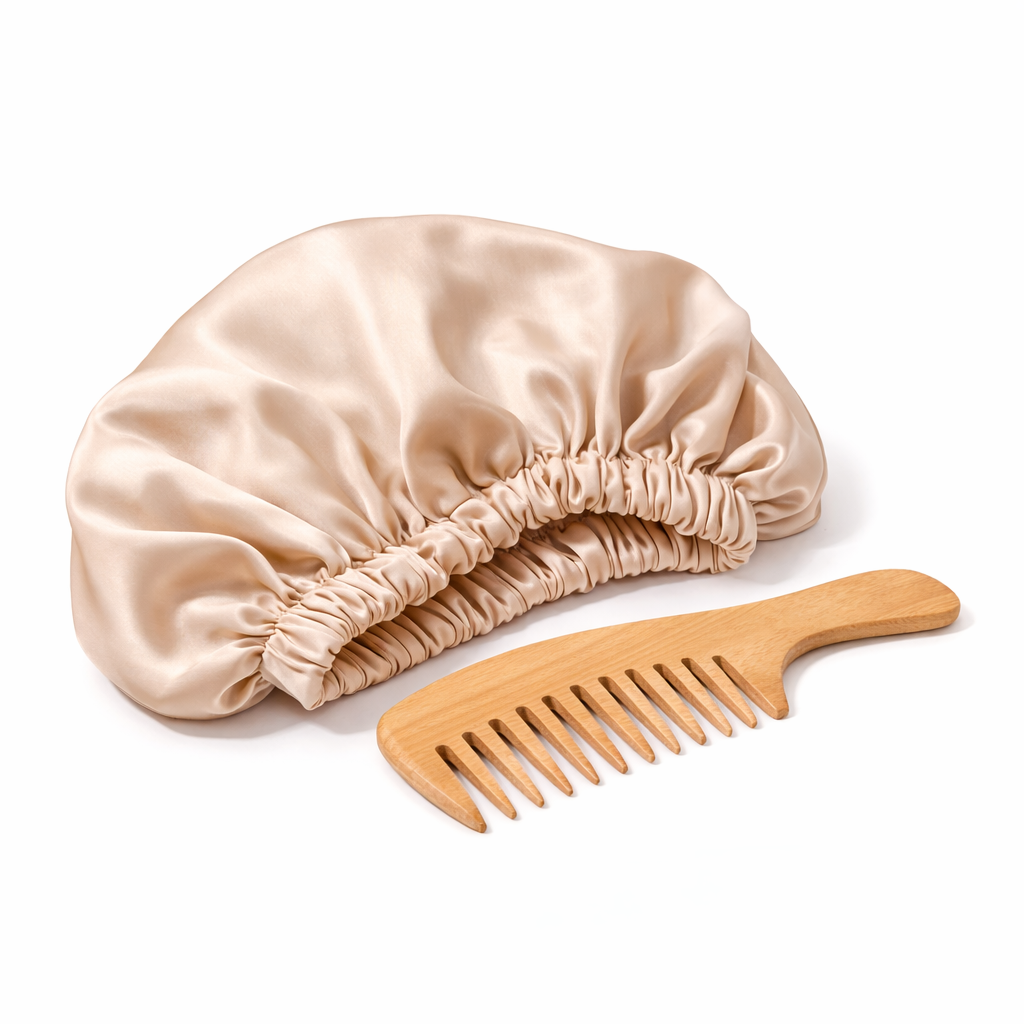 Treatment Kit — Silk Bonnet + Wooden Comb